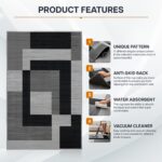 Imperial Rooms Rugs for Bedroom - Printed Area Rugs Living Room 80x150 Cm - Geometric Style Modern Floor Carpet Super Soft Milo Black and Grey Extra Large Rug Easy to Clean - Image 2