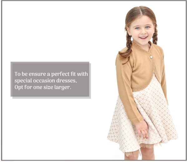 Lilax Little Girls' Knit Long Sleeve Button Closure Bolero Cardigan Shrug - Image 3