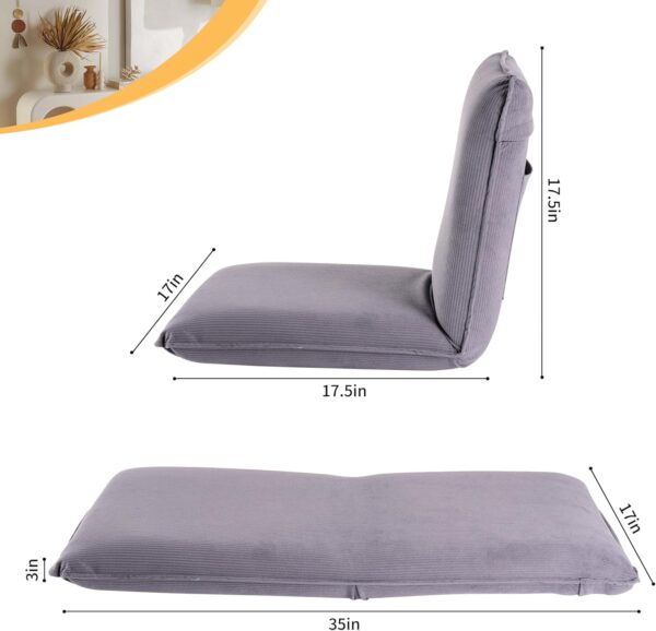 Sundale Folding Floor Chair Meditation Chair with Back Support, Floor Seat Video Gaming Chairs for Kids, Teens, Adults, Adjustable 5-Position Comfortable Indoor Lounge Chair - Dark Grey - Image 3