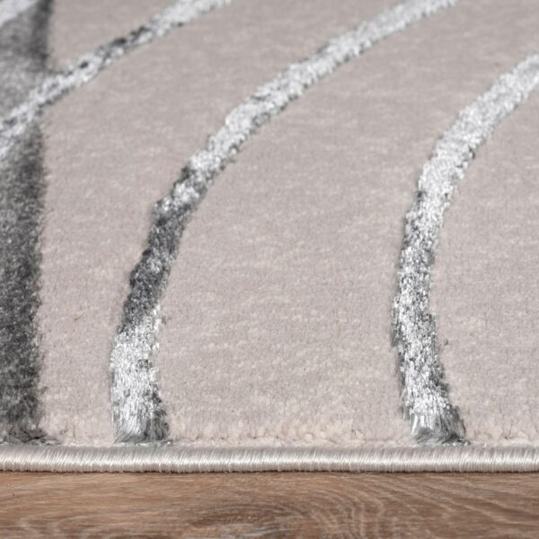 TT Home Low Pile Rug Area Rug Livingroom Carpet Square 3D Abstract Pattern, colour:Grey Cream, Size:80x300 cm - Image 2