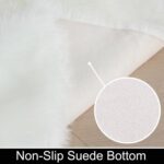 Faux Fur Rug,Fluffy Sheepskin Rug,White Bedroom Rug,Washable Rugs Living Room,Small Rugs for Bedroom,Shaggy Area Rugs,Machine Washable Rug,Non Slip Bedside Rugs(White,60x120cm) - Image 3