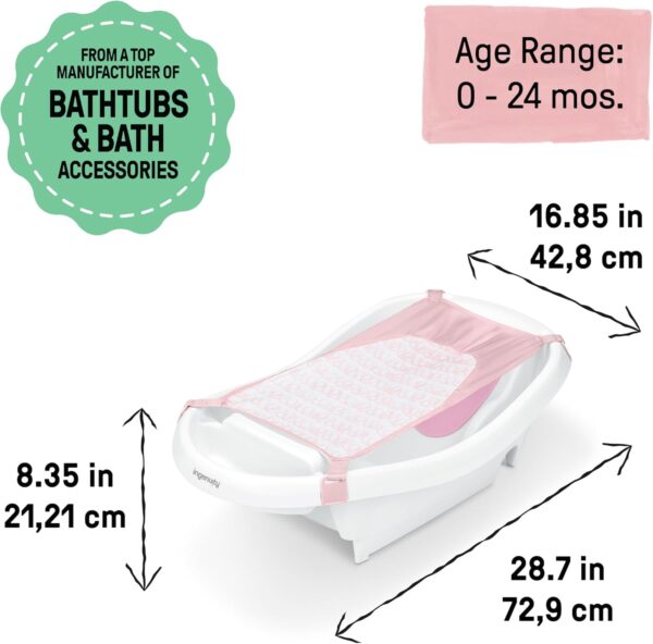 Summer by Ingenuity Comfy Clean Deluxe Newborn to Toddler Bather, 0-24 Months, Pink - Image 13