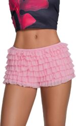 WERNZATT Women Lolita Bloomers Shorts Y2k Lace Trim Ruffle Layered Sheer Pumpkin Mini Pants Sexy Boy Bottoms Sweet Pettipants