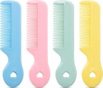MEGAVOW 4 Pcs Baby Hair Comb, Cute Small Round Hairbrushes Hair Brush Set for Toddler Newborn Girls and Boys Childrens Multicolor