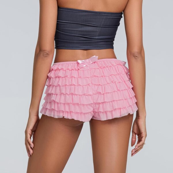 WERNZATT Women Lolita Bloomers Shorts Y2k Lace Trim Ruffle Layered Sheer Pumpkin Mini Pants Sexy Boy Bottoms Sweet Pettipants - Image 6