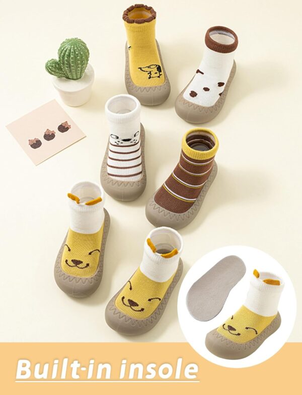 Happy Cherry - 1/2 Pairs Baby Toddler Boys Girls Slipper Socks Anti Slip Non-slip Indoor Floor Shoes Socks Newborn Cotton Grip Socks with Rubbe Sole for 0-36 Months - Image 6