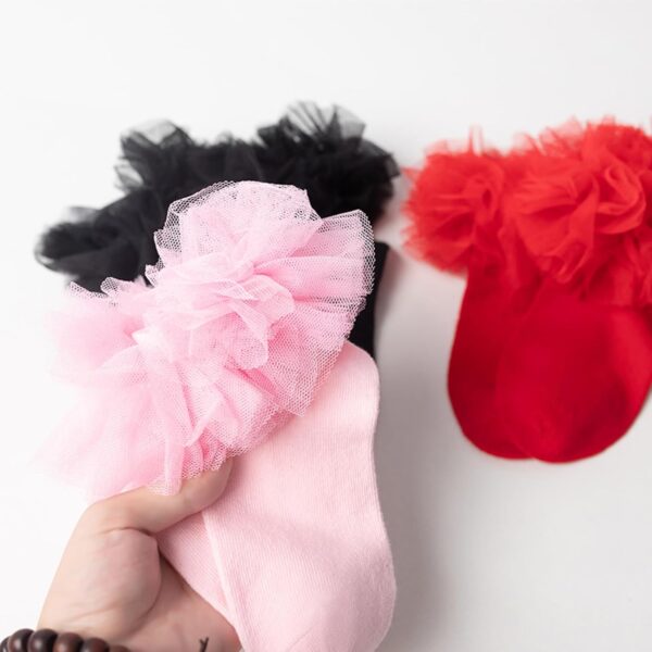 JUPSK Girls White Frilly Socks Kids Ballet Ruffle Lace Cotton Dance Dress Ankle Socks for Toddlers Baby 1-9 Years 3 Pairs - Image 7