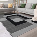 Imperial Rooms Rugs for Bedroom - Printed Area Rugs Living Room 80x150 Cm - Geometric Style Modern Floor Carpet Super Soft Milo Black and Grey Extra Large Rug Easy to Clean - Image 4