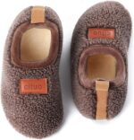 Dream Bridge Kids Sherpa Fleece Slippers with Anti-Slip Sole for Boys Girls