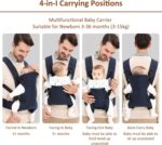 IULONEE Baby Carriers from Newborn Ergonomic Toddlers Carrier Front & Back Carry Baby Holder Carrier Sling for Toddlers 3-36 Months (3-15kg) Dark Blue - Image 5
