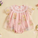 Infant Baby Girl Romper Dress Newborn Baby Girls' Bodysuits Flower Embroidery Jumpsuit Skirt Tulle Princess Dress A-Line Pageant Baptism Wedding Birthday Party Dress - Image 2