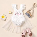 RWYBEYW Baby Girl first Birthday Outfit Ruffle Lace Romper Princess Tutu Dress Shiny ONE Cake Smash Photoshoot Party Outfit - Image 3