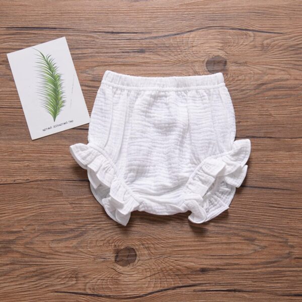 De feuilles Kids Baby Girls Summer Shorts Elastic Waist Bloomers Short Pants with Self-Tie Bowknot Decor - Image 3