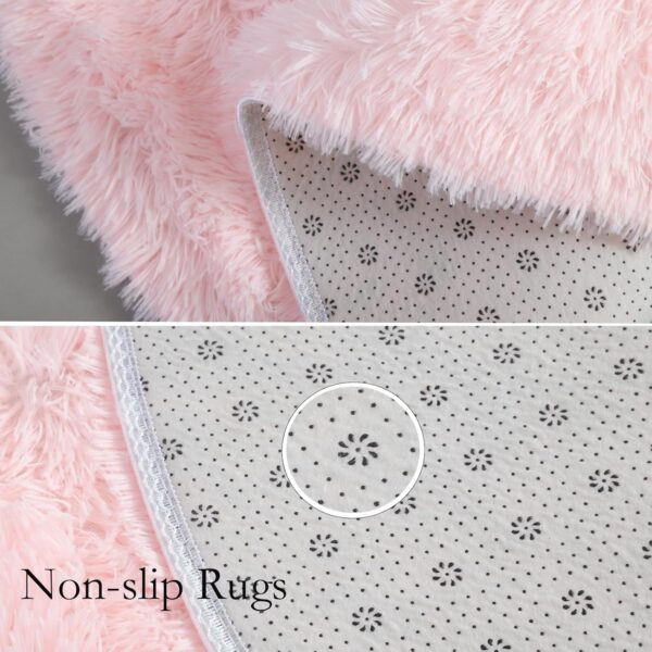 lekeplus Rugs Round Soft Shaggy on-shedding Non-slip Modern Indoor Outdoor Fluffy Rugs, For Living Room, Bedroom, Children's Room Round Carpet (Pink, 180x180cm) - Image 3