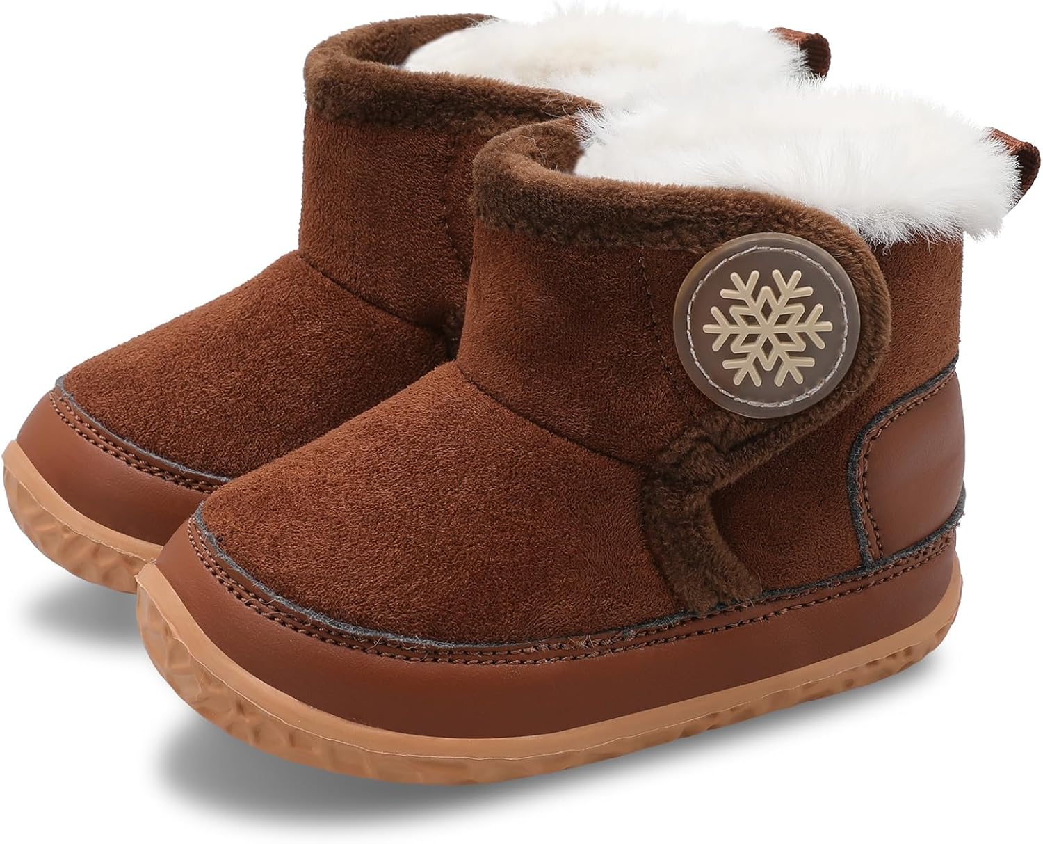 71Z4-2ElWVL._AC_SL1500_.jpg JIASUQI Baby Winter Booties Toddler Ankle Snow Boots with Faux Fur Lined Kid Warm Slippers Shoes for Baby Boys Girls - Image 1