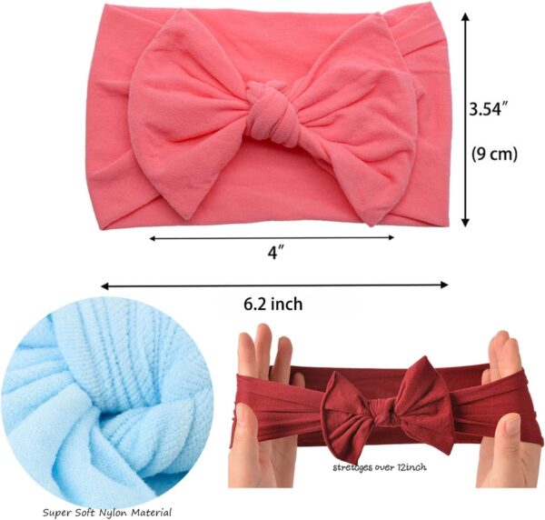 JOYOYO 16 Pcs Baby Headbands for Girls Baby Turban Headbands Stretchy Soft Wide Headbands for Newborns Toddlers, Baby Bow Hairbands - Image 3