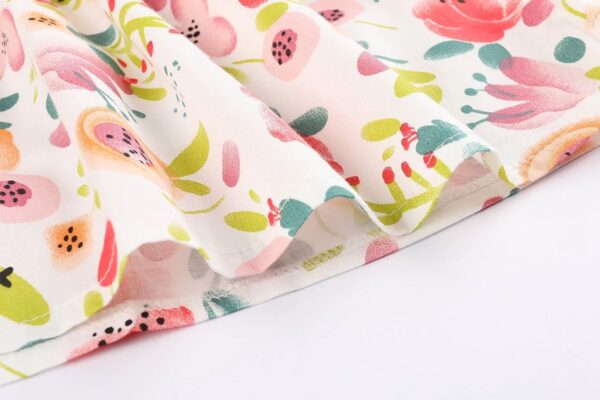 SMILING PINKER Toddler Baby Girls Dress Ruffle Sleeve Cotton Flower Print Sundress - Image 5