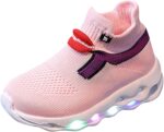 Kid's Glitter Fashion Sneakers - Kids Sports Athletic Shoes Toddler Little Kids Shoes Girls Printing Shoes Light Up Trainers Kids Soft Dance Plimsolls School Shoes for Children/Boys/Girls