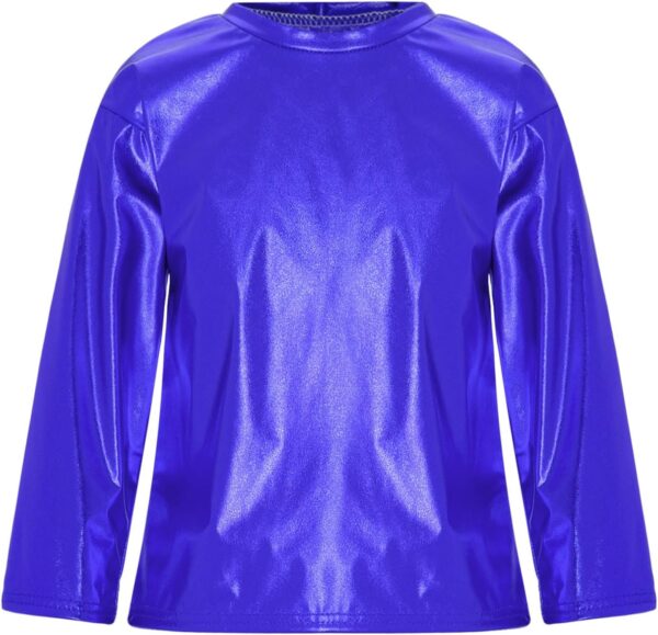 YiZYiF Kids Boys Girls Jazz Hip Hop Street Dance Clothes Shiny Metallic Long Sleeve T-Shirt with Harem Pants Set Dancewear - Image 5