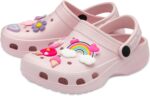 Girls Clogs Childrens Sandals with Removable Charms Kids Beach Pool Shoes