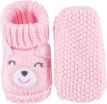 LACOFIA 2 Pairs Newborn Knitted Booties Soft Baby Boys Girls Bootees 0-3 Months - Image 4