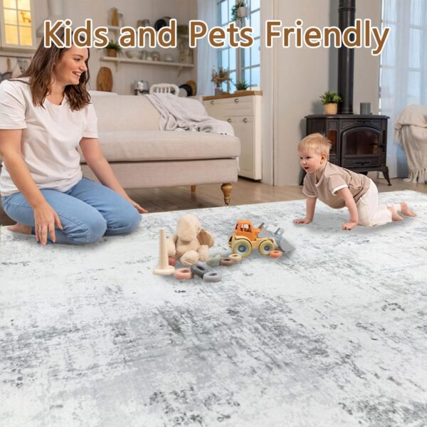 Homcomodar Living Room Rugs 122x170cm Large Grey Carpet for Bedroom Washable Area Rugs Non Slip Low Pile Carpet for Living Room Dining Room Kid’s Room Nursery - Image 7