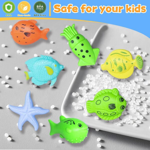 21Pcs Baby Bath Toys, Dinosaur Bathtub Toy for 3-6 Boys and Girls, 1 Dino Fishing Net &1 Fishing Rod & 3 Soft Ball & 15 Sea Animal Rubber Toys Children Fish Catching Game - Image 5