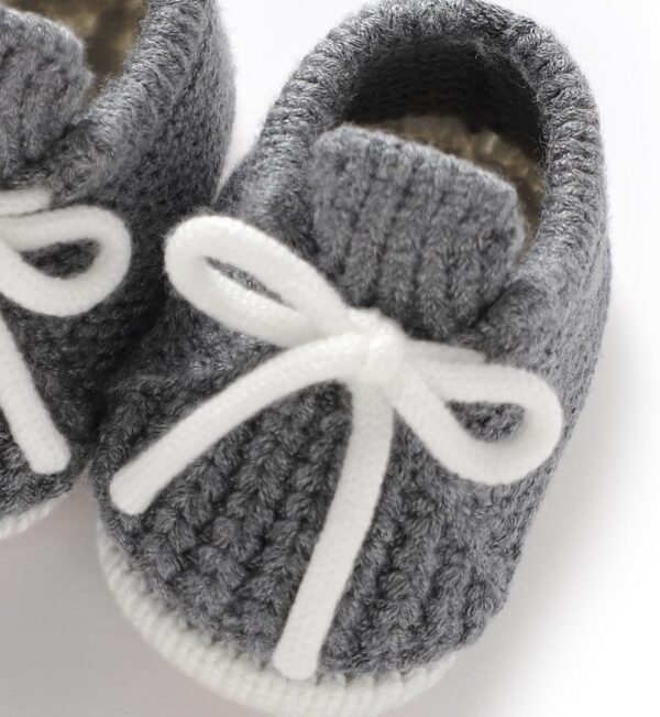 LAWKUL Baby Booties Knit Newborn Shoes Cozy First Walkers Infant Toddler Boots for Boy Girls 0-3 Months - Image 5