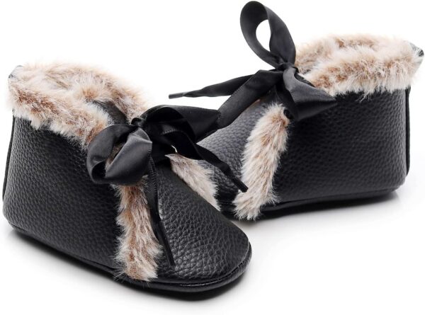 Boots Girls Bowknot Soft First Infant Baby Snow Cotton Warm Shoes Plush Baby Shoes Toddler Boy Boots Size 5 - Image 3