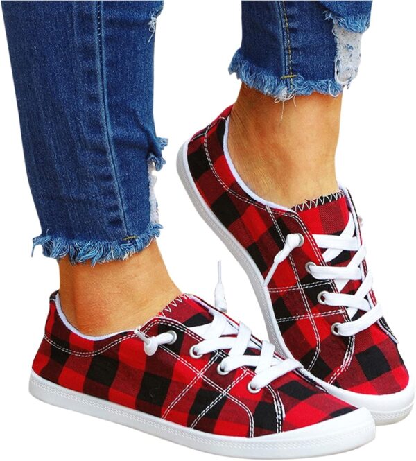 Casual Slip on Shoes for Women Under 30 Women's Canvas Shoes Vulcanize Soft Ladies Autumn Loafers Flat Shoes Shoes Casual for Baby Boy (Red, 8) - Image 5