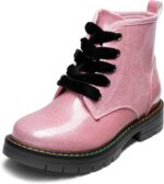 DREAM PAIRS Girls Mid Calf Riding Combat Ankle Boots