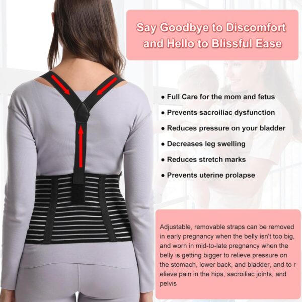 DOEOMK 5 in 1 Pregnancy Support Belt, Pregnancy Seat Belt with Shoulder Straps, Postpartum Belly Wrap, Maternity Belly Bands & Support for Relieve Back, Pelvic, Hip Pain for Labour & Recovery (XL) - Image 5
