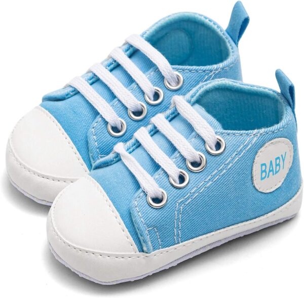 Toddler High Top Canvas Laces Up Infant First Walking Shoes Soft Flat Sole Baby Girls Trainers Breathable Boys Cute Lightweight Sneakers Outdoor - Image 2