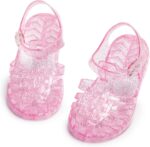 CENCIRILY Toddler Girls Jelly Sandals Soft Rubber Sole Closed Toe Glitter Sparkle Summer Beach Holiday Princess Dress Up Shoes