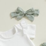 3Pcs Baby Girl Daisy Clothes Outfit Set Newborn Clothing Ruffle Bodysuit Romper + Pants Shorts + Headband Spring Summer Baby Grows 0-24 Months - Image 3