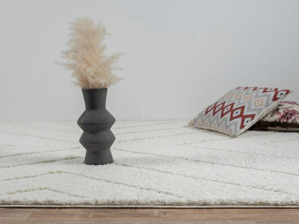 the carpet Bahar Shaggy Elegant Designer Living Room Rug, Soft & Easy-Care High Pile Living Room Rug in Cream Diamond 80 x 150 cm - Image 7