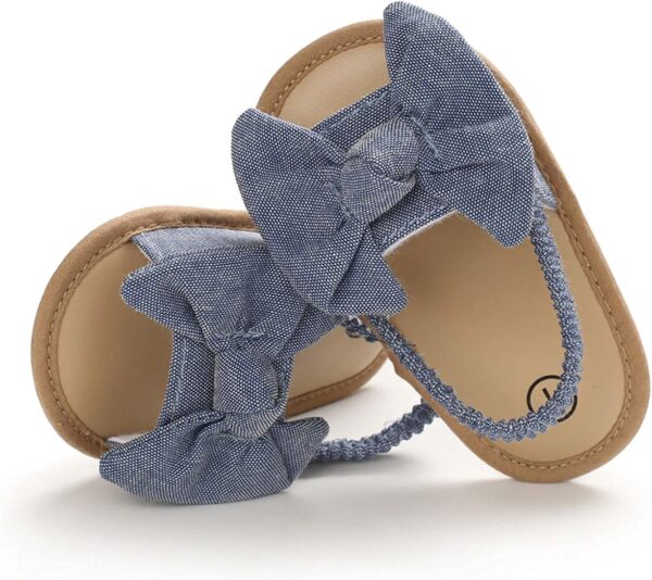 LUCKME Summer Slippers for Baby Girl,Toddler Infant Girls Sandals with Back Strap Bowknot Soft Sole Baby Shoes Open Toe Summer Kids Beach Sandals for 3-15 Months - Image 3