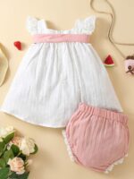 Alvivi Baby Girls Ruffle Sleeveless Sundress with Diaper Cover Bloomers Clothes Set - Image 3