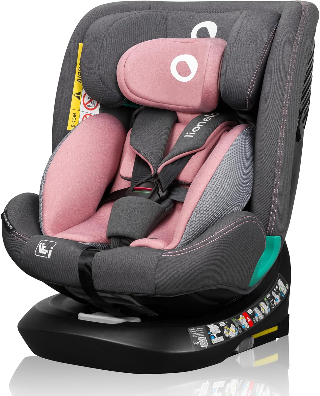 71bnGBHVS8L._AC_SL1500_.jpg Lionelo Bastiaan i-Size 4in1 Car Seat with ISOFIX for Kids 0-12yo (40-150cm) Latest R129 I-Size 360° Swivel Rearward Facing Option 14 Adjustments Enhanced Side Protection (Pink Rose, I-Size) - Image 1