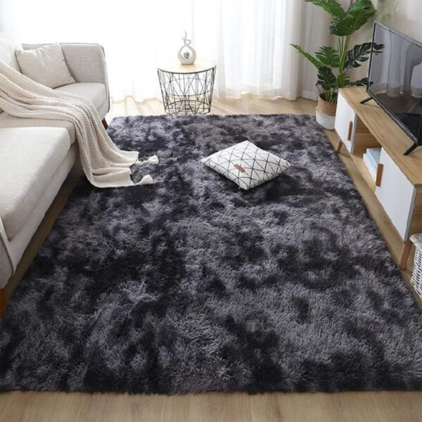 ASIinnsy Area Rugs Soft Fluffy Shaggy Rugs Living Room Grey Large Modern Plush Rug High Pile Non-Slip Bedroom Carpet Floor Mat Nursery Bedside Rug (Black Grey, 80 x 120 cm) - Image 4