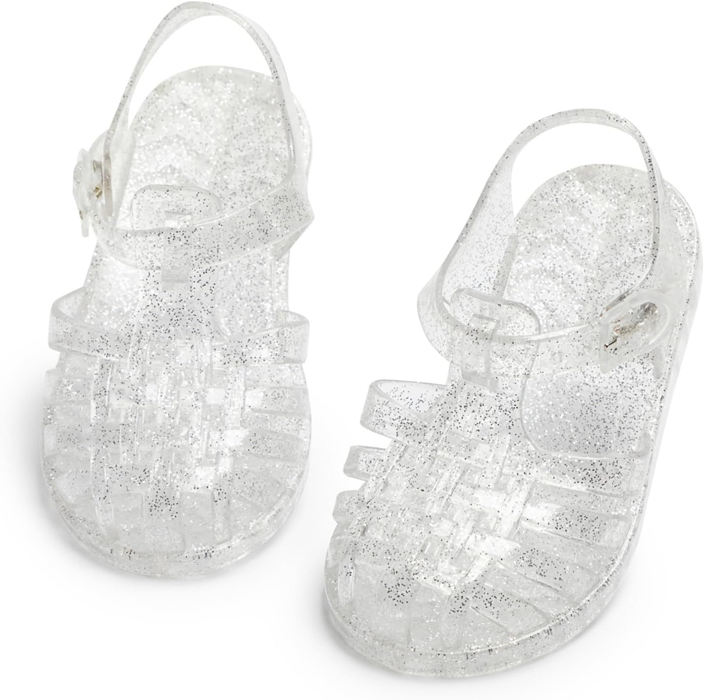 71bx5kV38qL._AC_SL1500_.jpg CENCIRILY Toddler Girls Jelly Sandals Soft Rubber Sole Closed Toe Glitter Sparkle Summer Beach Holiday Princess Dress Up Shoes - Image 1