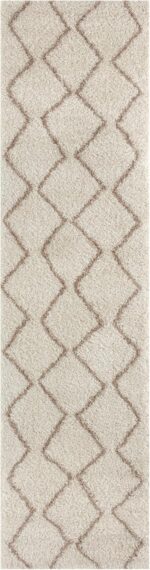 THE RUGS Modern Moroccan Design Living Room and Bedroom Rugs, Non-Shedding & Easy Care (Boho Ivory/Beige, 80x300 cm) - Image 7