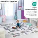 Livabliss Road Track Washable Kids Rug - Childrens Rug for Bedroom 160x160 cm, Machine Washable Rug for Girls & Boys Bedroom Rug, Playroom & Nursery Rugs - Girl or Boy Room Baby Rug, Kids Carpet Cream - Image 3