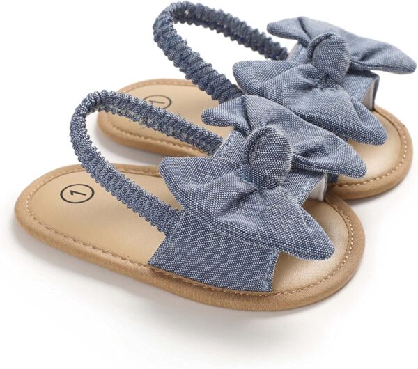 LUCKME Summer Slippers for Baby Girl,Toddler Infant Girls Sandals with Back Strap Bowknot Soft Sole Baby Shoes Open Toe Summer Kids Beach Sandals for 3-15 Months - Image 5