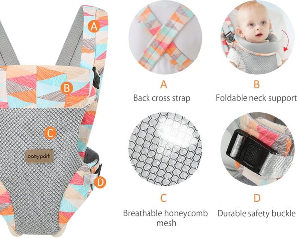 SONARIN Lightweight Breathable Baby Carrier, 4-in-1 Soft 3D Mesh Baby Wrap Carrier Ergonomic Child Carrier Backpack,Multi-Function for Newborn and Toddler 0 to 36 Months(Camo) - Image 3