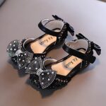 FGUUTYM Spring and Sandals Dress Performance Dance Shoes Mesh Pearl Rhinestone Bow Sandals Toddler Boy, black, 1 UK - Image 5