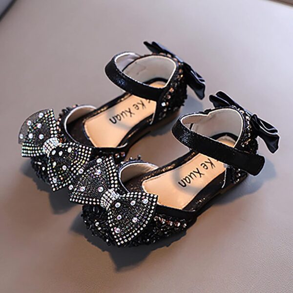 FGUUTYM Spring and Sandals Dress Performance Dance Shoes Mesh Pearl Rhinestone Bow Sandals Toddler Boy, black, 1 UK - Image 5