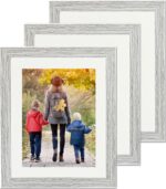 Picture Frame 8 x 10, Light Grey, Pack of 3, Freestanding and Wall Mountable, 20 x 25 cm, 10x8 Picture Frames, Grey 8x10 Photo Frames, 8x10 Photo Collage Gallery Display