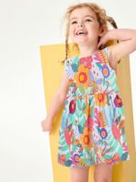 TCWWBB Girls Summer Dresses Unicorn Butterfly Floral Rainbow Casual Dress Cotton Shirt Cartoon Short Sleeve Sleeveless Dress for Kids Age 1-7 Years Old - Image 2