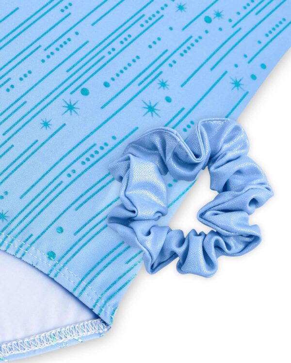 JiAmy Gymnastics Leotards for Girls 3 Piece Set with Shorts and Scrunchie, Patterned Sparkle Sleeveless Dance Gymnastics Outfits for 3-12 Years - Image 4